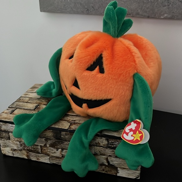 NWT PUMKIN Large Beanie Baby Vintage 1999 Halloween Retired Pumpkin TY - Picture 11 of 12
